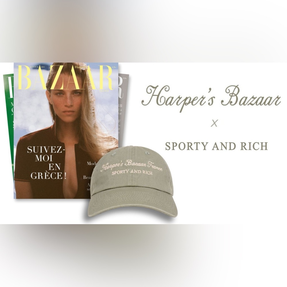 Harper’s Bazaar x Sporty and Rich magazine and baseball cap itself